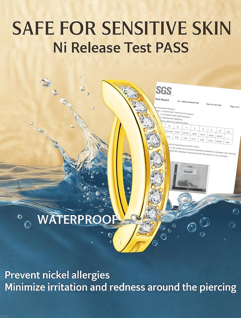 VOJO 14G G23 Titanium Clicker Belly Button Ring,10/12mm Reverse Curved Hoop Navel Barbell Piercing Jewelry - Image 2